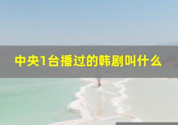 中央1台播过的韩剧叫什么