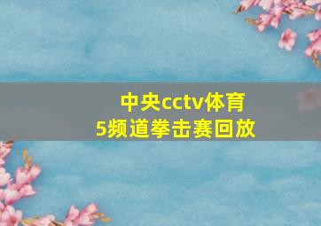 中央cctv体育5频道拳击赛回放