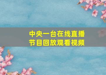 中央一台在线直播节目回放观看视频