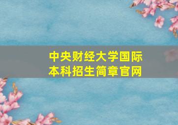 中央财经大学国际本科招生简章官网