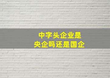 中字头企业是央企吗还是国企