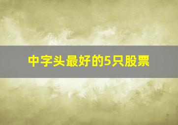 中字头最好的5只股票