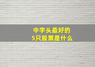 中字头最好的5只股票是什么