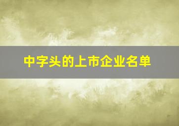 中字头的上市企业名单