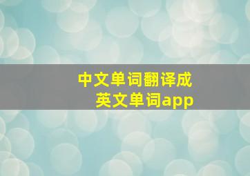 中文单词翻译成英文单词app