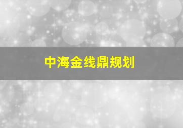 中海金线鼎规划