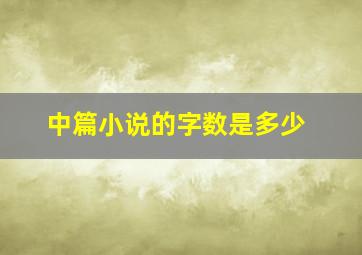 中篇小说的字数是多少