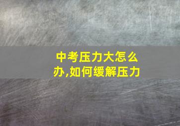 中考压力大怎么办,如何缓解压力