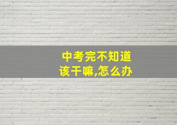 中考完不知道该干嘛,怎么办