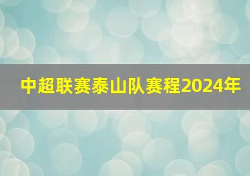 中超联赛泰山队赛程2024年