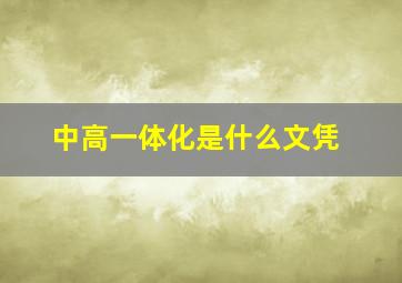 中高一体化是什么文凭