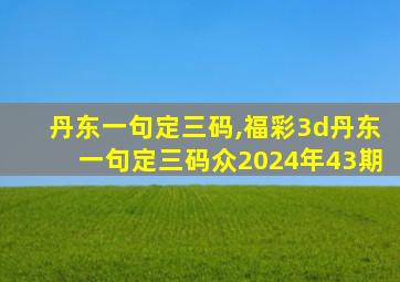 丹东一句定三码,福彩3d丹东一句定三码众2024年43期