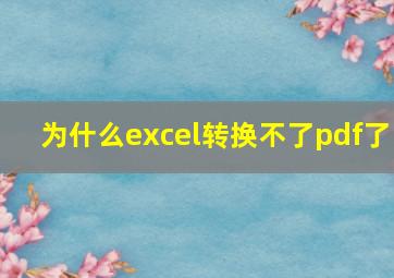 为什么excel转换不了pdf了