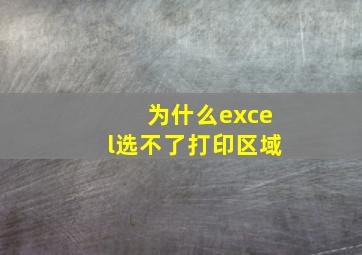 为什么excel选不了打印区域