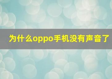 为什么oppo手机没有声音了