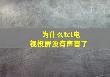 为什么tcl电视投屏没有声音了