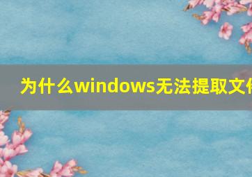 为什么windows无法提取文件