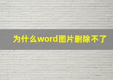 为什么word图片删除不了