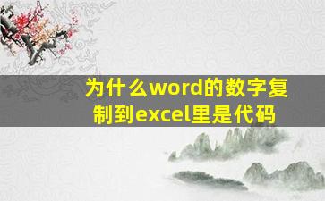 为什么word的数字复制到excel里是代码