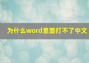 为什么word里面打不了中文