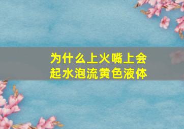 为什么上火嘴上会起水泡流黄色液体