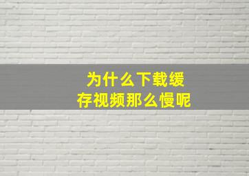 为什么下载缓存视频那么慢呢