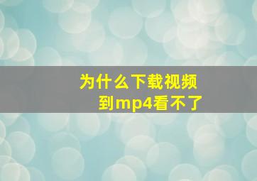 为什么下载视频到mp4看不了