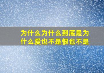 为什么为什么到底是为什么爱也不是恨也不是