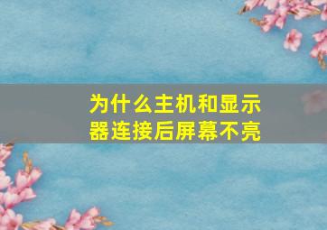 为什么主机和显示器连接后屏幕不亮