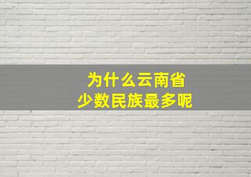 为什么云南省少数民族最多呢