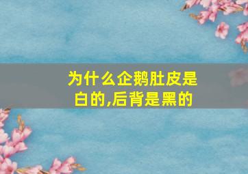 为什么企鹅肚皮是白的,后背是黑的