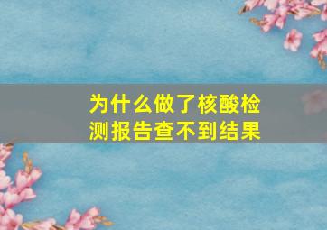 为什么做了核酸检测报告查不到结果