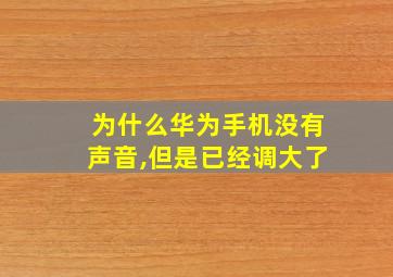 为什么华为手机没有声音,但是已经调大了