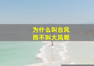 为什么叫台风而不叫大风呢