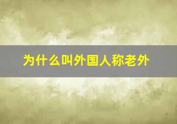 为什么叫外国人称老外