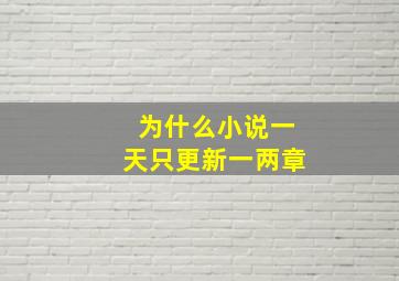 为什么小说一天只更新一两章