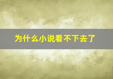 为什么小说看不下去了