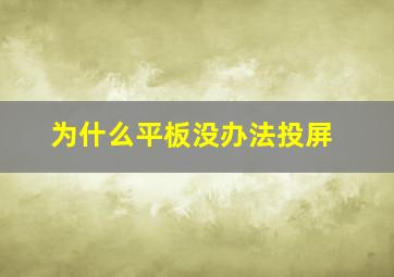 为什么平板没办法投屏