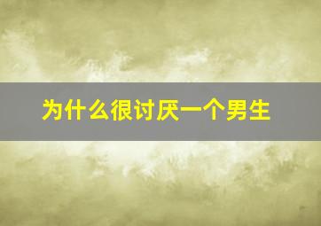 为什么很讨厌一个男生