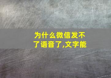 为什么微信发不了语音了,文字能