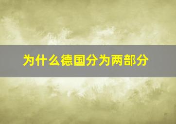 为什么德国分为两部分