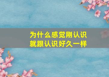 为什么感觉刚认识就跟认识好久一样