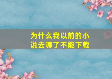 为什么我以前的小说去哪了不能下载