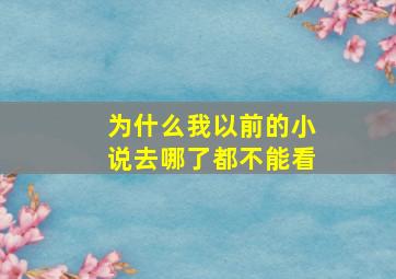 为什么我以前的小说去哪了都不能看