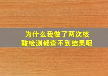 为什么我做了两次核酸检测都查不到结果呢