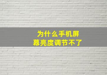 为什么手机屏幕亮度调节不了