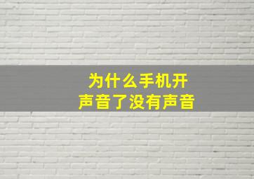 为什么手机开声音了没有声音