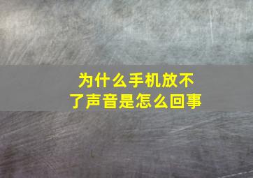 为什么手机放不了声音是怎么回事