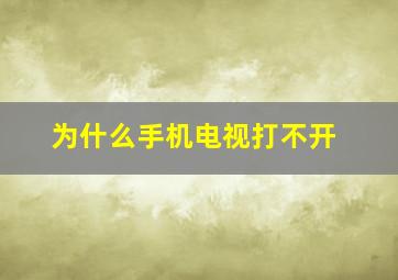 为什么手机电视打不开