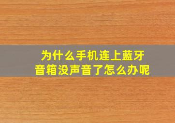 为什么手机连上蓝牙音箱没声音了怎么办呢